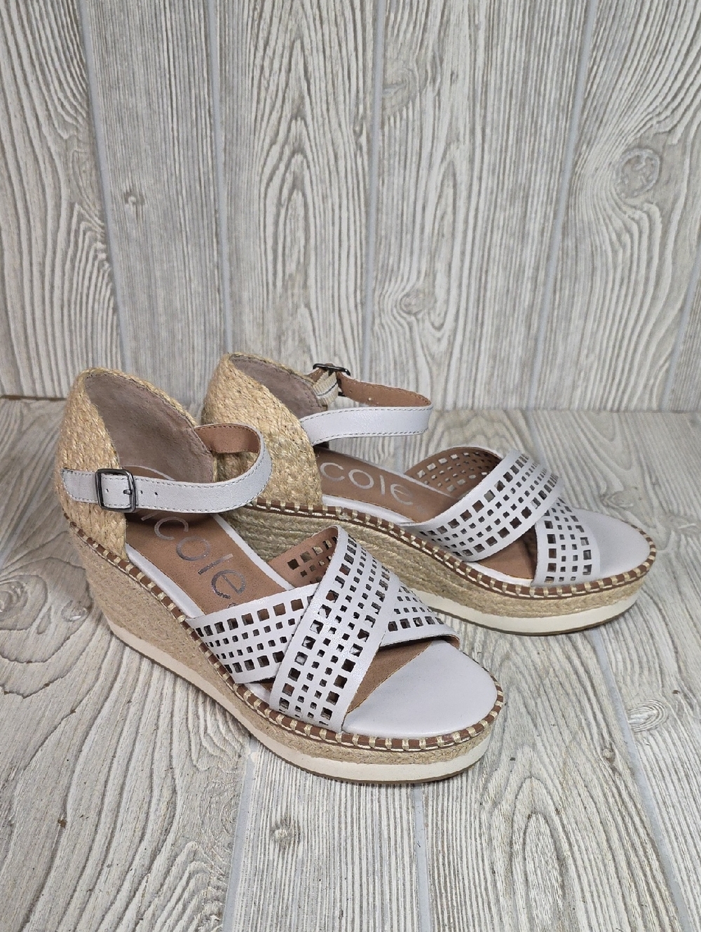 Nicole Jozana Espadrille Wedge Sandals Dove Grey Womens Size 6.5 NEW